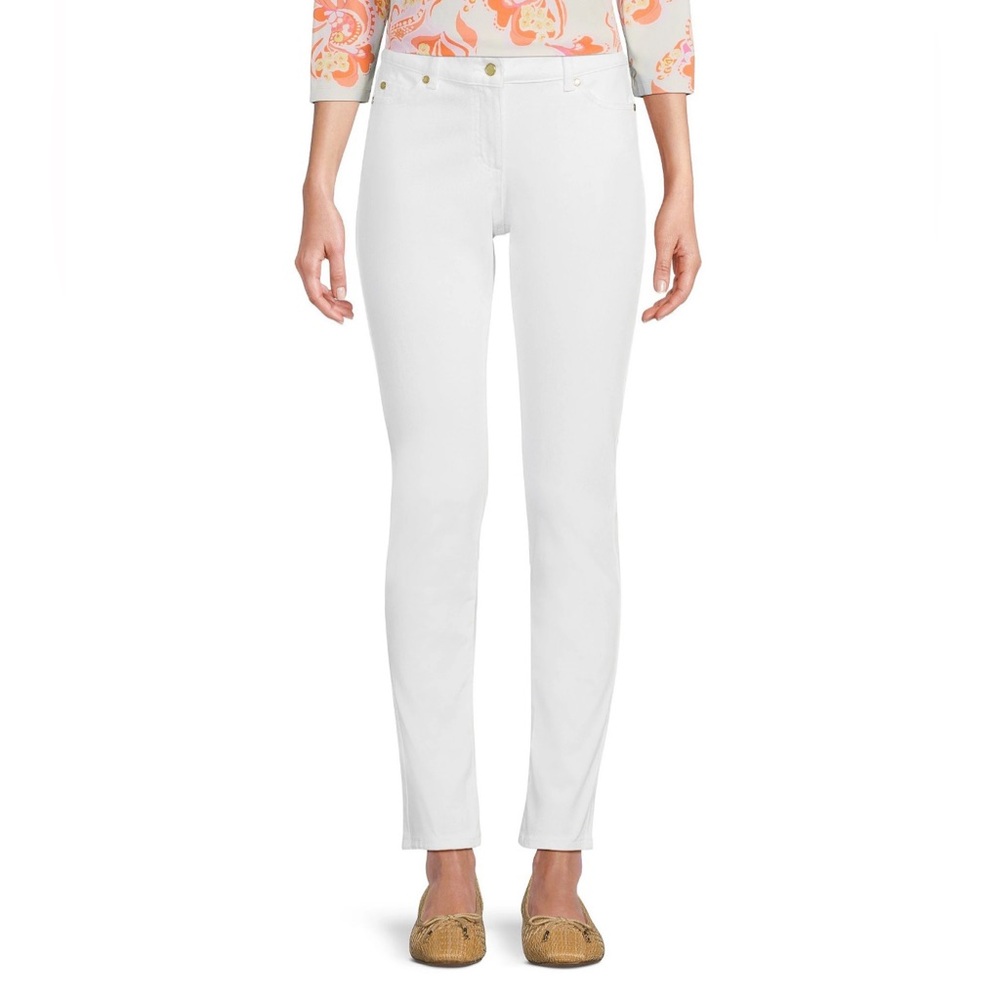 J. McLaughlin Mid-Rise Slim Jeans Women's Size 0 with Gold Hardware.